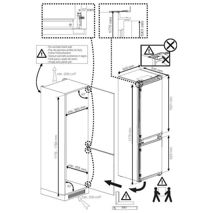 Beko BCSA285K4SFN Frigorifero Combinato da Incasso 271 L 177.5 cm Classe E 35 dB Raffreddamento Statico Porta Reversibile colore Bianco