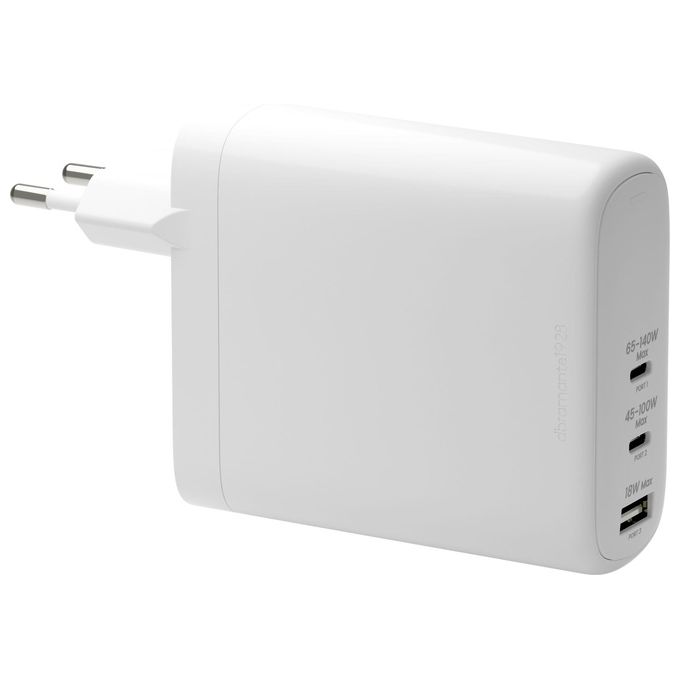 Dbramante1928 CI140EUWH7101 re-charge Pro Caricatore da parete USB-C 140W+100W+18W tecnologia GaN colore Bianco