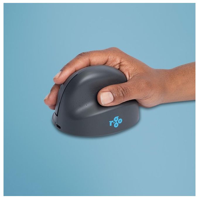 R Go Tools RGOHEBAMRWL R-Go HE Basic Mouse Ergonomico Senza Fili Bluetooth 5.0 Ricaricabile 1600 DPI Design Verticale per Destrimani colore Grigio