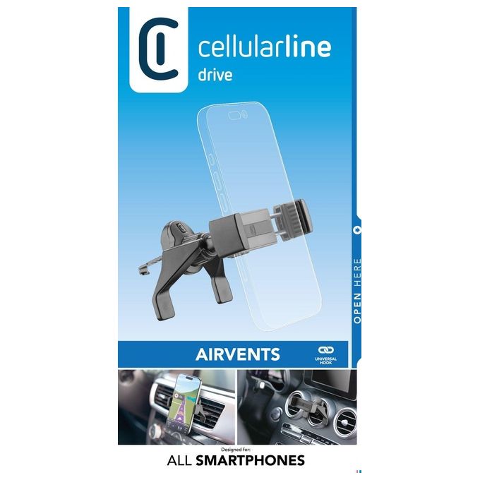 Cellular Line Supporto Auto per Smartphone Spin Fit Nero