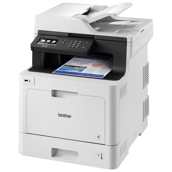 Brother DCP-L8410CDW Stampante Multifunzione Laser A4 Colori 3 in 1 31 ppm Fronte Retro WiFi LAN USB Touchscreen colore Nero Bianco