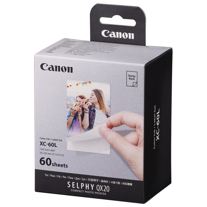 Canon XC-60L Kit Sticker Carta e Inchiostro Sublimazione 60 fogli 5.4x8.5 cm per SELPHY QX20