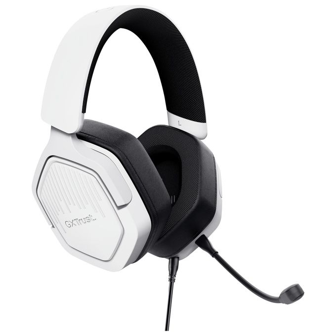 Trust cuffie gaming gxt492w carus bianche over ear multipiattaforma microfono removibile