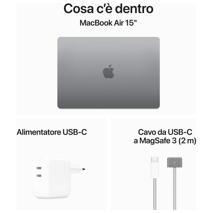 Apple macbook air 15.3 m3 8gb ram 512gb ssd grigio siderale