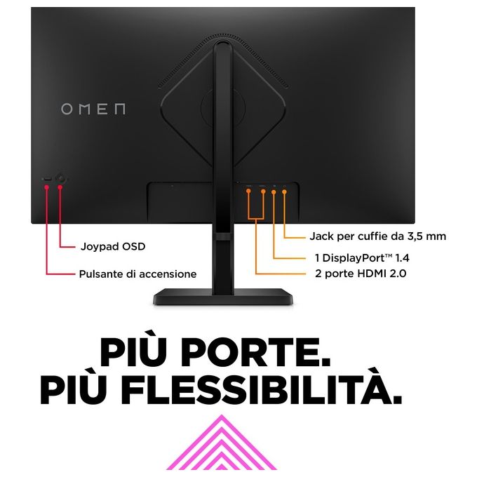 HP 780K0AA#ABB OMEN Monitor da gaming 31,5'' QHD 165 Hz IPS HDR400 AMD FreeSync Premium colore Nero