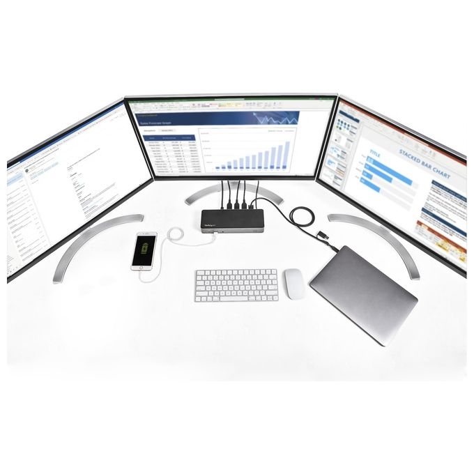 StarTech DK31C3HDPDUE Docking Station USB-C USB-A Triplo Monitor 4K 60Hz 85W Power Delivery 6x USB GbE colore Nero