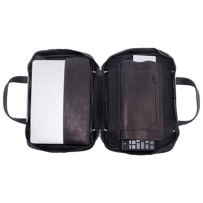 R-Go Tools RGOAVLAPBL Borsa per laptop R-Go Viva in pelle pieno fiore con supporto integrato ergonomico per laptop fino a 15.6'' colore Nero