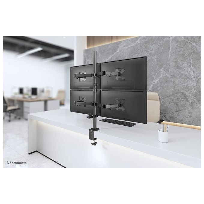 Neomounts FPMA-D550D4BLACK Braccio da Scrivania Full Motion per 4 Monitor 13'' 32'' 6 Kg VESA 75x75 100x100 colore Nero