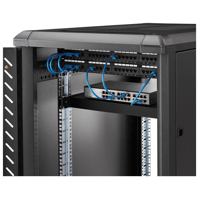 StarTech Ripiano per montaggio a rack regolabile 1U - Robusto ripiano per armadio server rack fisso - 80 kg