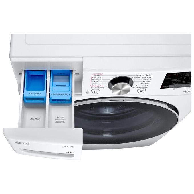 LG Serie P3 F0P3020TSWC Lavatrice libera  installazione XL 20Kg AI DD Classe B 1000 giri TurboWash 360 Vapore Wi-Fi Bianco
