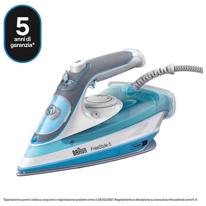 Braun SI5006BL TexStyle 5 Ferro da stiro a vapore Piastra Ceramica FreeGlide 3D 2600W 300ml colore Blu