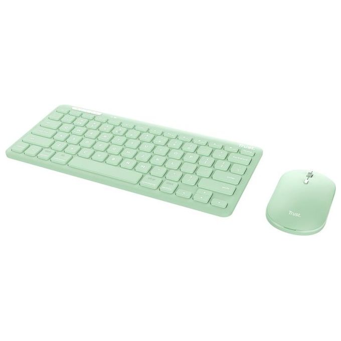 Trust 24943 Lyra Kit Tastiera e Mouse Wireless QWERTY Italiano Multi-dispositivo RF USB Bluetooth ricaricabile colore Verde