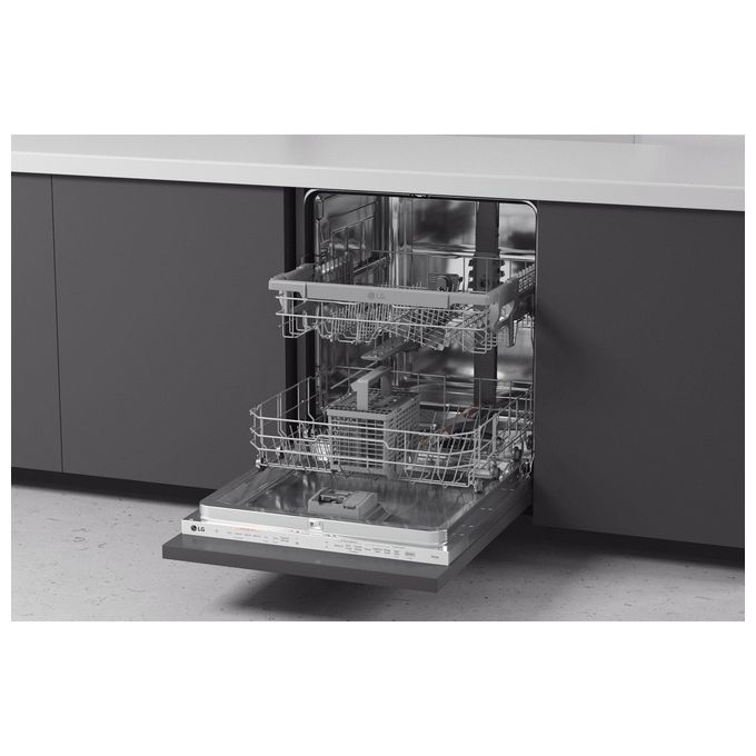 LG DB242TX Serie 2 Lavastoviglie Incasso 14 coperti Classe D QuadWash Wi-Fi EasyRack+ (55x60x82 cm) colore Noble Steel