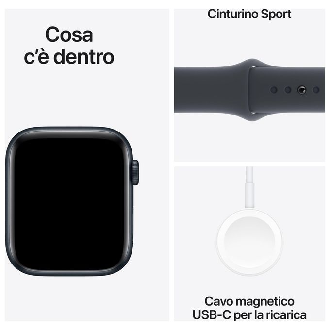 Apple MXEK3QL-A Watch SE Smartwatch GPS 44mm Alluminio 32 GB Bluetooth Wi-Fi NFC watchOS 11 colore Nero