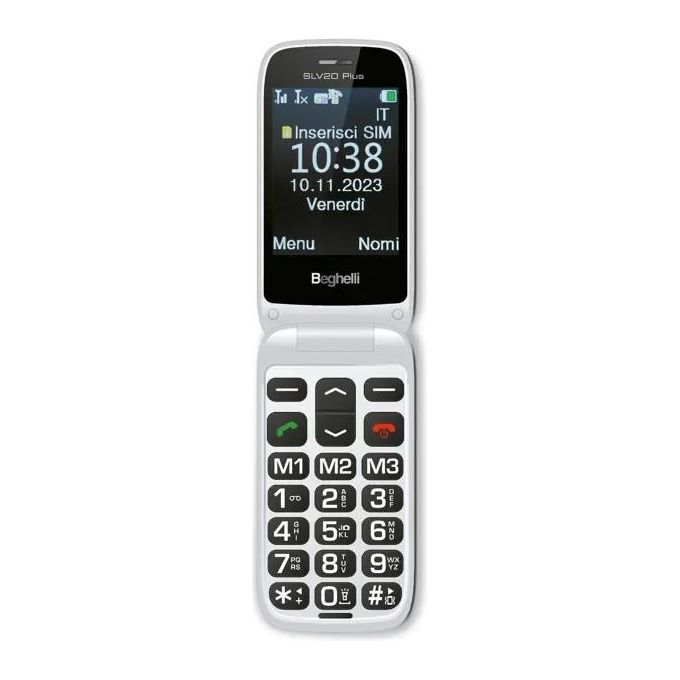 Beghelli 9200 Telefono per anziani Clamshell Display 2.8'' Fotocamera 1.3 MP Wi-Fi Radio FM Tasto Salvalavita Blocco chiamate indesiderate colore Grigio