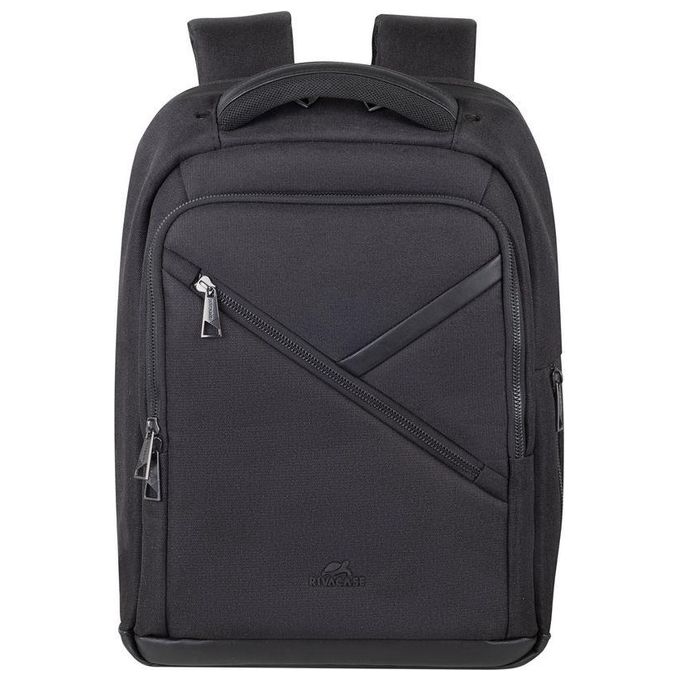 RivaCase 8126 BLACK Zaino Eco per Laptop Compatibile con 14 e Mac Air 15 Pollici in Poliestere Riciclato RPET Impermeabile con Scomparto Imbottito per Dispositivi Protezione Laterale e Inserto Antishock Colore Nero