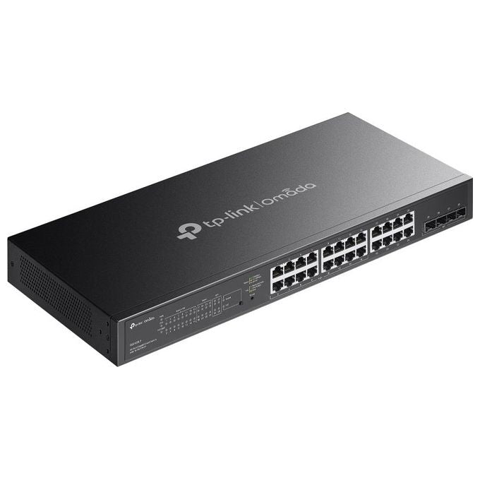 TP-Link SG2428LP Switch PoE Gigabit a 28 porte 16x PoE+ 802.3af-at 30W Budget PoE 150W Gestione Cloud Omada Design senza ventola Struttura in metallo colore Nero