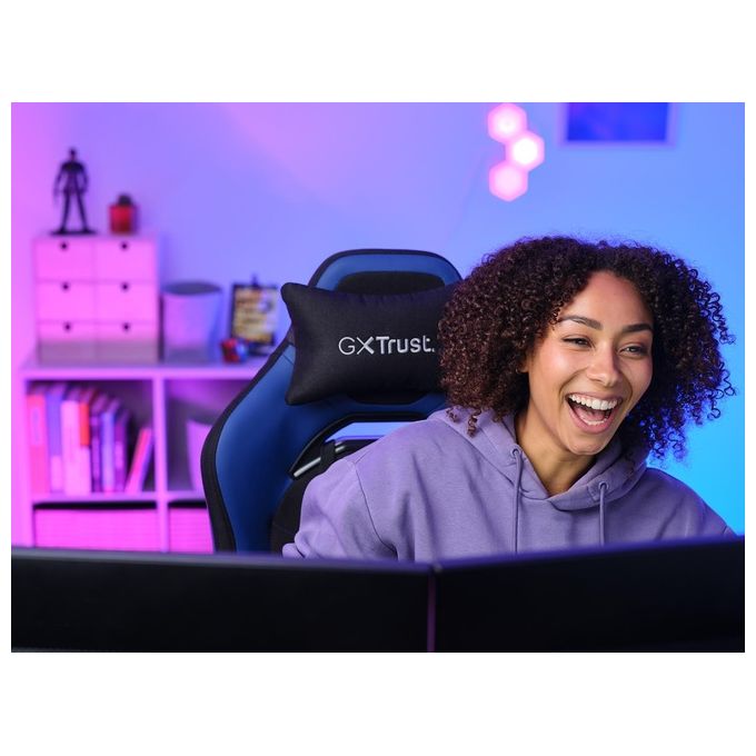 Trust 25131 GXT 714 RUYA Sedia per gaming universale Schienale e braccioli regolabili Pelle sintetica (PU) Legno FSC colore Nero Blu