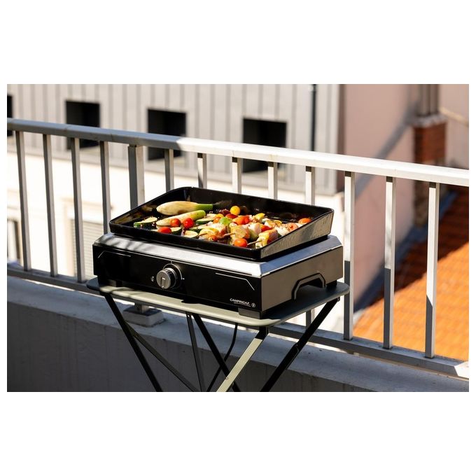 Campingaz 2198523 Plancha Electric 1 XD Barbecue Elettrico Portatile Piastra in Ghisa Smaltata 2100 W con Termostato Regolabile e Vassoio Raccogli Grasso Lavabile in Lavastoviglie colore Nero