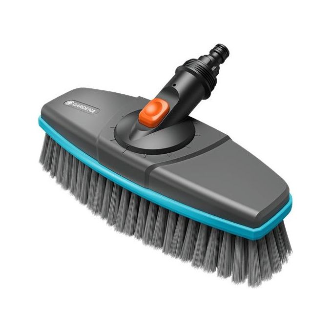 Gardena 18810-20 Cleansystem Soft Spazzola per Tubo da Giardino con Setole Morbide Testa Rotante a 360° in Incrementi da 30° Compatibile con Manico Cleansystem colore Nero-Turquoise