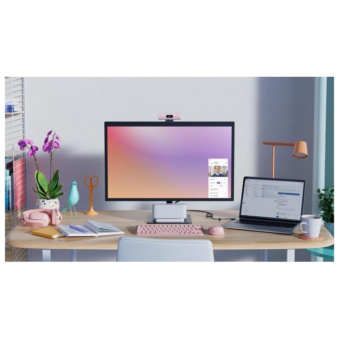 Logitech 960-001421 Brio 500 Webcam Full HD 1080p 4 MP USB-C Doppio Microfono 90° colore Rosa