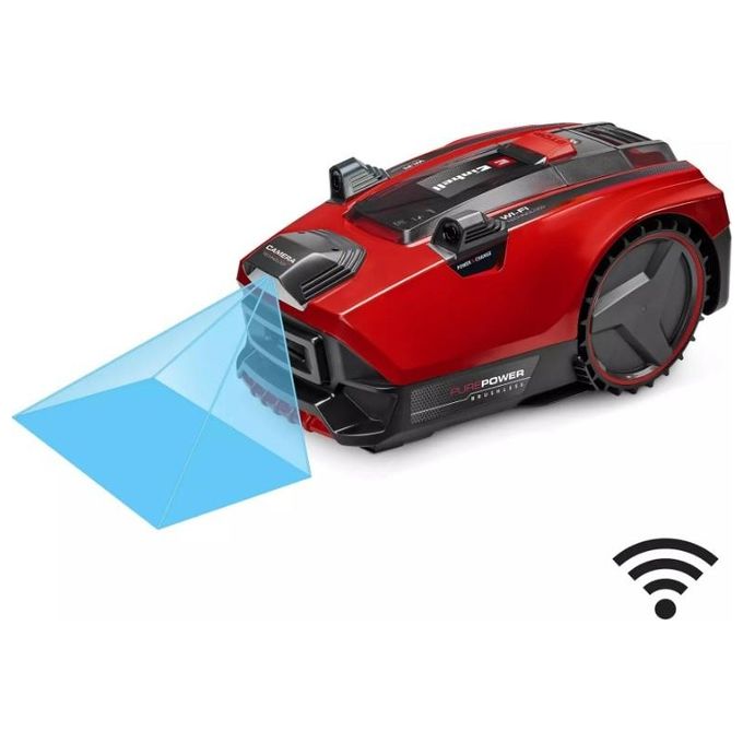 Einhell 3413975 Flexo Cam Plus 600 Tagliaerba robotizzato Superficie fino a 600 m² Altezza taglio 20-60 mm Wi-Fi App Control colore Nero Rosso Argento