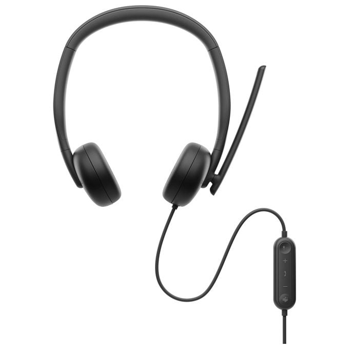 Dell WH3024 Auricolare Cablato a Padiglione USB Tipo-C Cancellazione Rumore AI Certificato Teams Zoom colore Nero