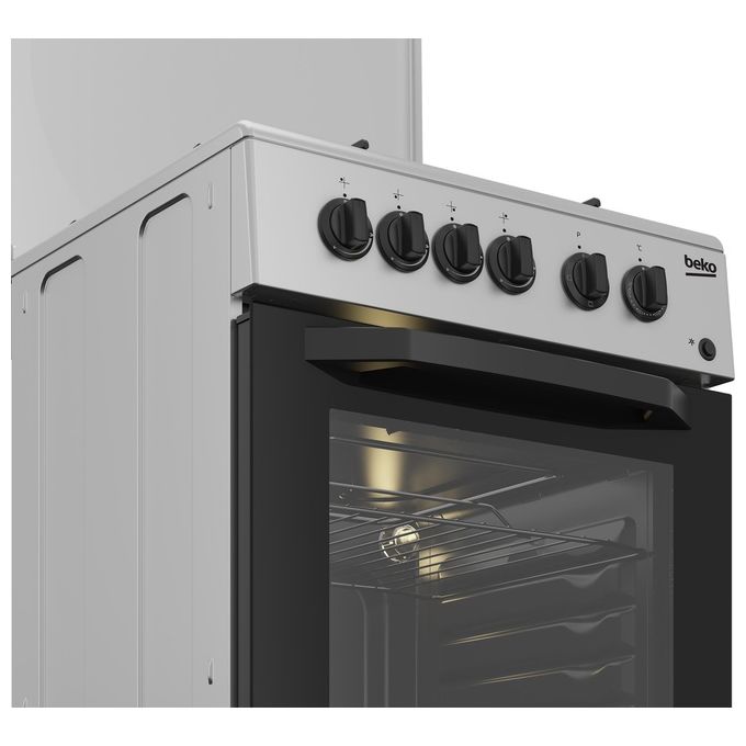 BEKO CSS42014FS Cucina a Gas Forno Elettrico con Grill 4 Fuochi Capacita' 54 Litri Classe energetica a 50 cm Silver