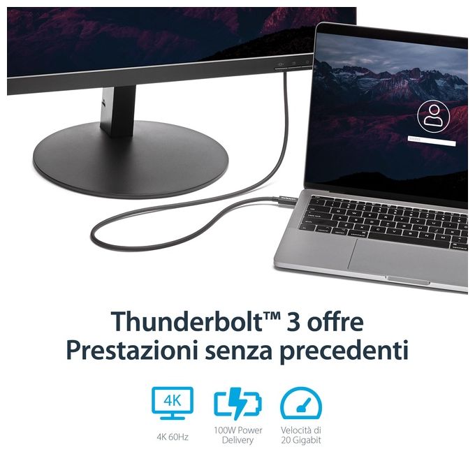Startech cavo thunderbolt 3 usb-c (20gbps) da 1 m - compatibile con thunderbolt, usb e displayport - m-m