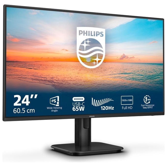 Philips 24E1N1300A-00 Serie 1000 Monitor PC 23.8'' IPS Full HD 1920x1080 100Hz USB-C 65W Hub USB 3.2 HDMI Adaptive Sync colore Nero