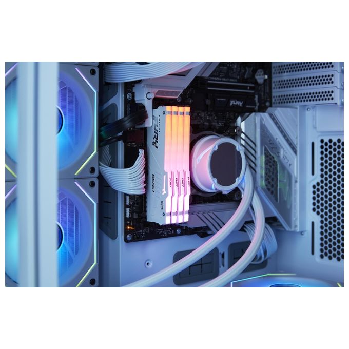 Kingston KF560C30BWEAK2-32 FURY Beast Memoria RAM DDR5 32GB 2x16GB 6000MT-s CL30 DIMM Kit da 2 AMD EXPO Intel XMP RGB colore Bianco