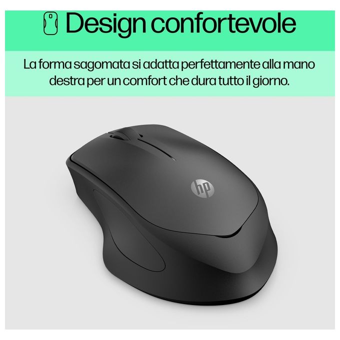 HP 19U64AA 280 Silent Mouse Wireless Ottico RF 2.4 GHz 3 Tasti Autonomia 18 Mesi colore Nero