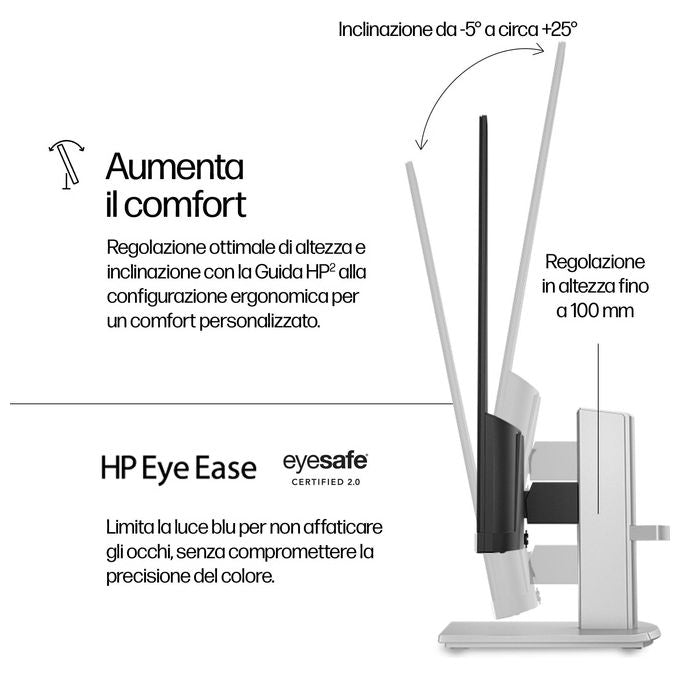 HP 524SH Monitor PC 23.8'' Full HD IPS 1920x1080 100Hz Regolabile in Altezza colore Bianco