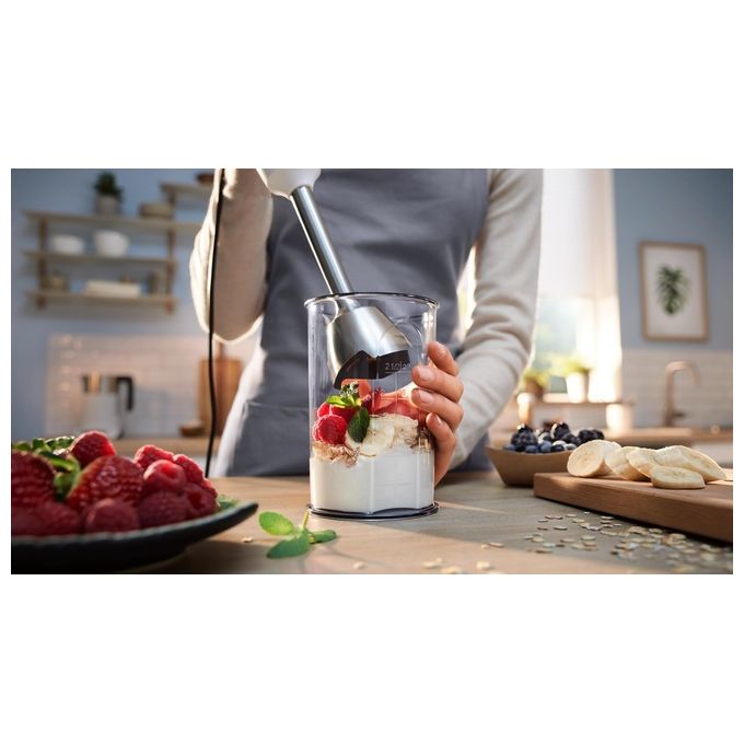 Bosch MSM4W210 Serie 4 ErgoMaster Frullatore a Immersione 600 W 4 Lame Acciaio Inox Impugnatura Ergonomica colore Bianco