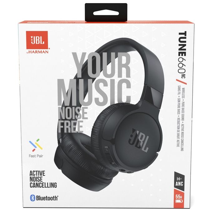 JBL TUNE 660NC Cuffie On-Ear Bluetooth 5.0 Cancellazione Attiva del Rumore Microfono Integrato 12h autonomia colore Nero