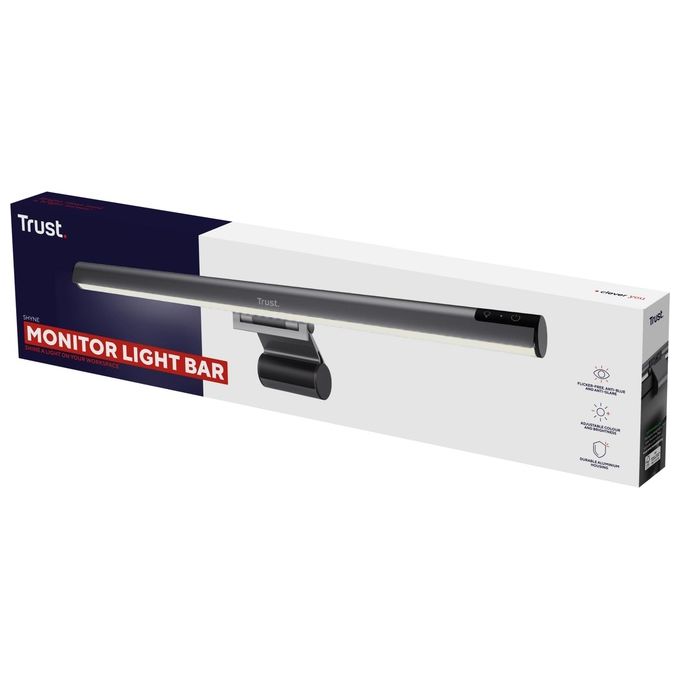 Trust 25483 Shyne Barra Luminosa per Monitor con Comandi Touch Regolazione Luminosita' e Temperatura Colore 3 Livelli Alluminio colore Nero