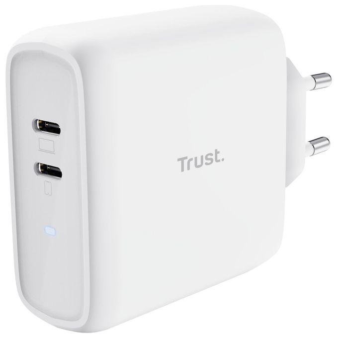 Trust 25381 Maxo Caricatore Universale 65 W con 2 Porte USB-C Ricarica Rapida PPS colore Bianco