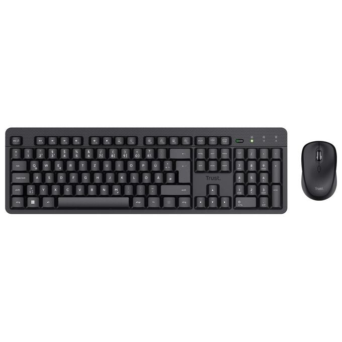 Trust TKM-360 Kit Tastiera e Mouse Wireless Ultrasilenzioso USB 10 metri layout standard colore Nero