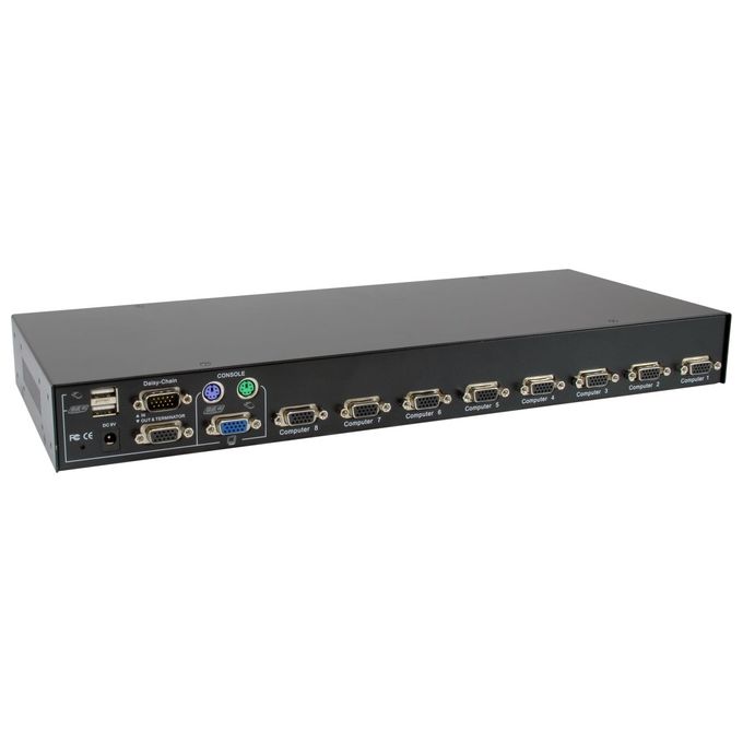 LevelOne KVM-3208 Switch KVM a 8 Porte USB PS-2 VGA Risoluzione 2048 x 1536 Pixel Montaggio Rack 1U colore Nero
