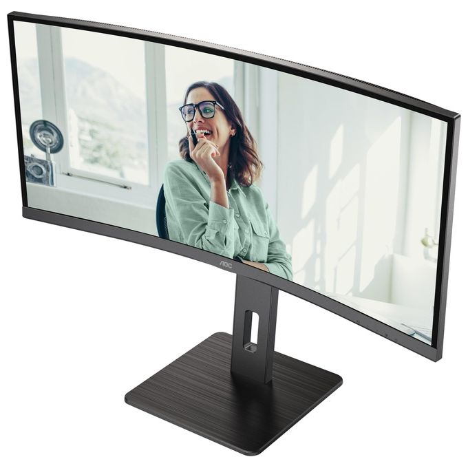 AOC CU34P3CV Monitor Curvo 34'' VA WQHD 100 Hz 4ms USB-C 65W Hub USB RJ45 colore Nero