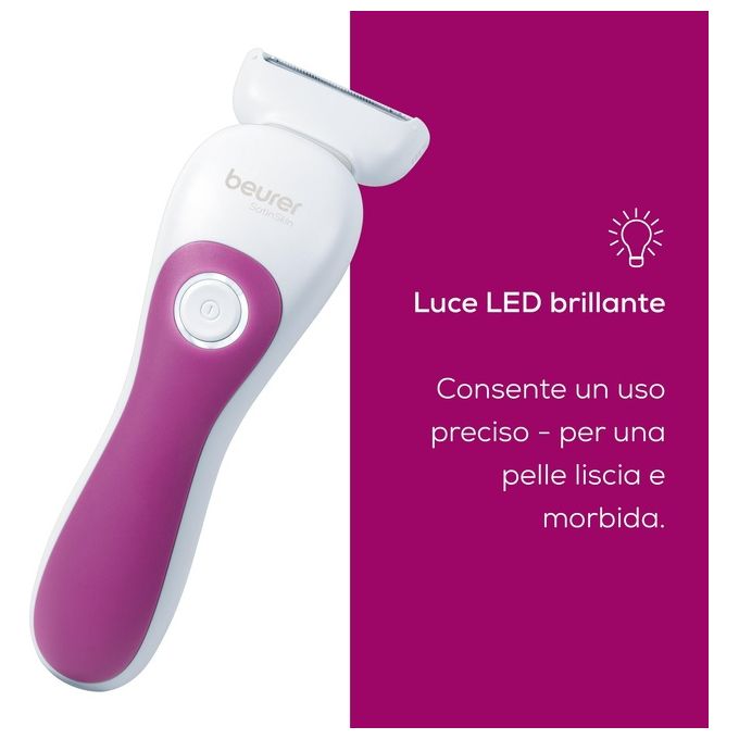 Beurer HL 36 Rasoio elettrico donna bagnato e asciutto 2 velocita' autonomia 60 min luce LED IPX7 colore Bianco Rosa
