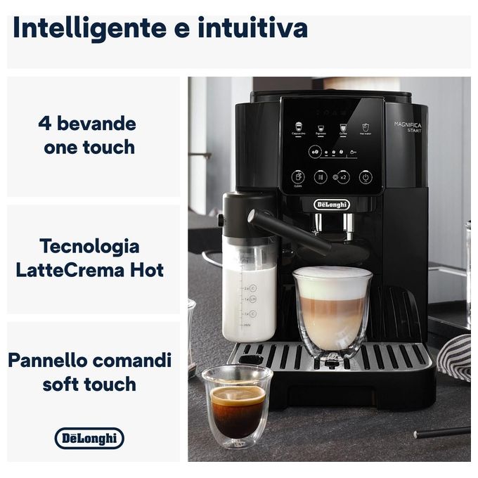 De'Longhi ECAM220.60.B Magnifica Start Macchina da caffe' Automatica 1,8 L 15 bar 1450 W 4 bevande one touch Cappuccinatore colore Nero