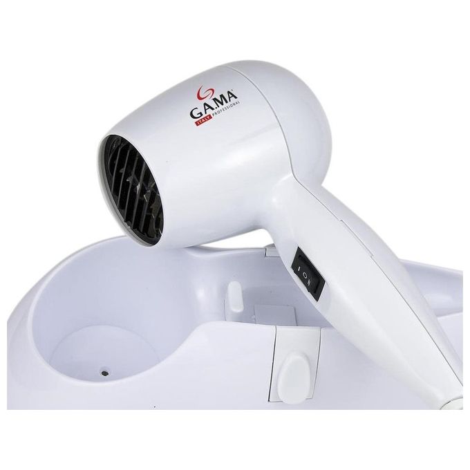 Ga.Ma A21.805 Asciugacapelli da parete 1200 W Tecnologia con motore DC 2 velocita'-temperature Colpo d'aria fredda Supporto a muro integrato Colore Bianco