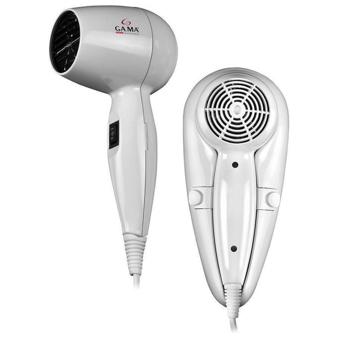 Ga.Ma A21.805 Asciugacapelli da parete 1200 W Tecnologia con motore DC 2 velocita'-temperature Colpo d'aria fredda Supporto a muro integrato Colore Bianco