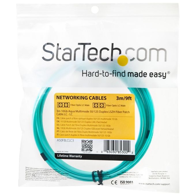 StarTech Cavo patch duplex LSZH fibra multimodale 50-125 3 m 10 Gb Aqua LC - LC