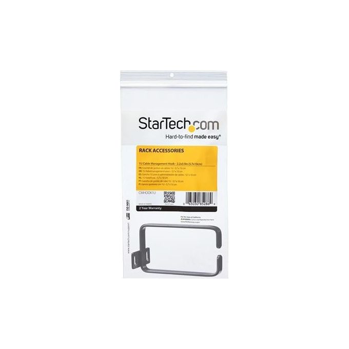 StarTech Gancio con anello a D per gestione cavi in server rack verticale 1U - 5,7 x 10 cm