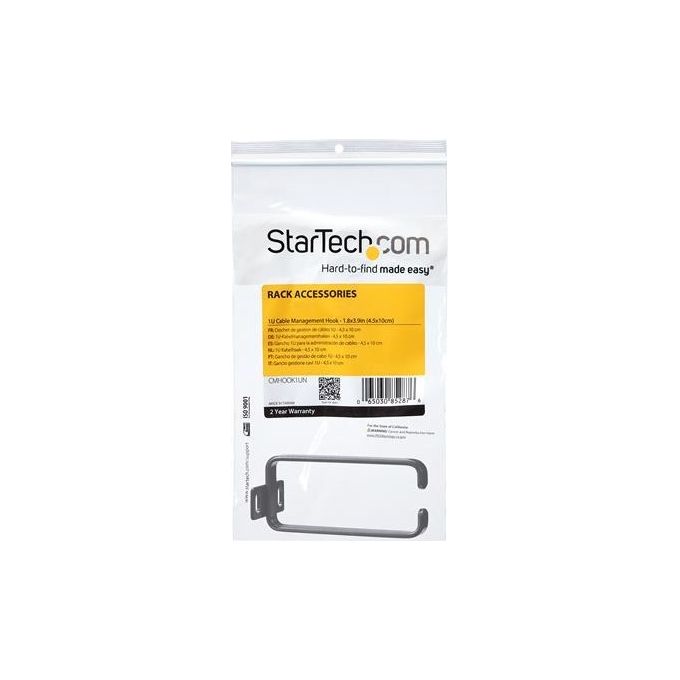 StarTech Gancio con anello a D per gestione cavi in server rack verticale 1U - 4,5 x 10 cm