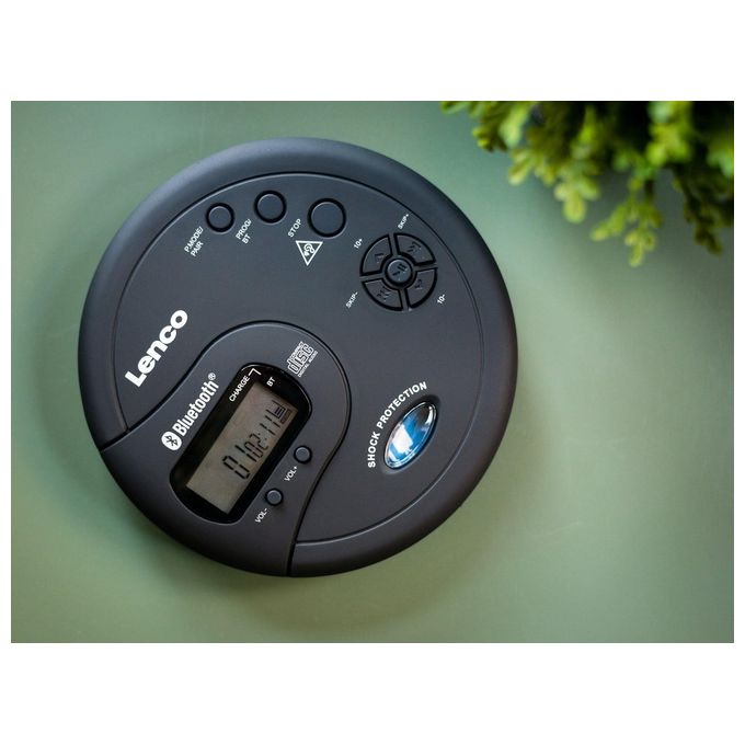 Lenco CD-300 Lettore CD Portatile Bluetooth Antishock MP3 Batterie Ricaricabili NiMH Jack 3.5 mm colore Nero
