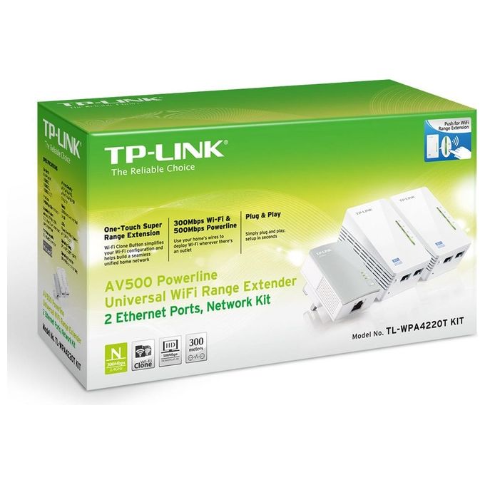 TP-LINK Powerline 500m Wireless Extender kit 3pz 2pz Tl-wpa4220 + 1pz Tl-pa4010