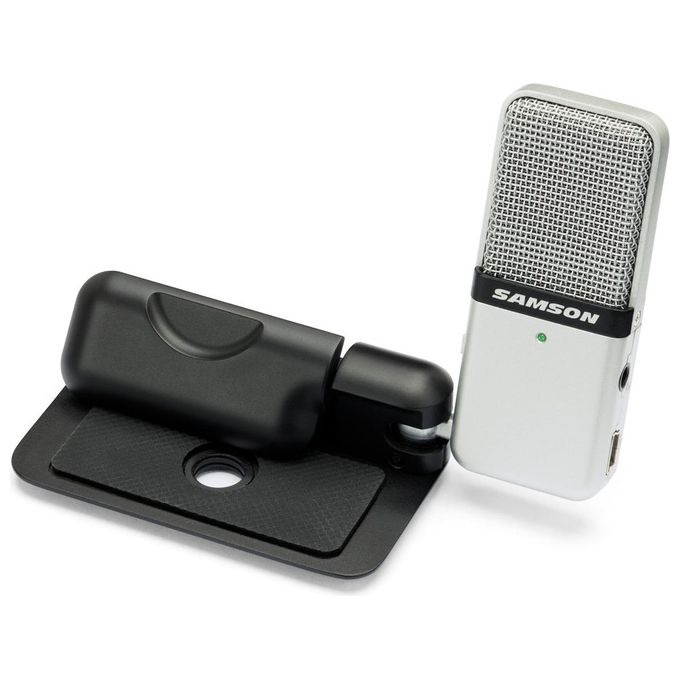 SAMSON SAGOMIC GO MIC Microfono a Condensatore USB Portatile con Diagramma Polare Variabile Cardioide-Omnidirezionale Uscita Cuffie Integrata Plug and Play colore Nero e Argento